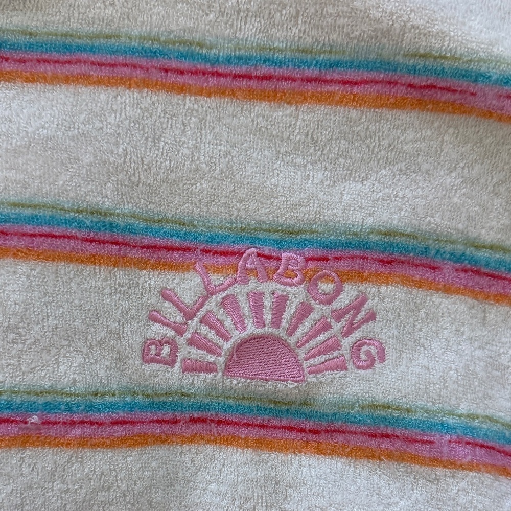 Billabong Terrycloth Striped Beach Hoodie Girls M Fits Size 10 - Picture 2 of 6